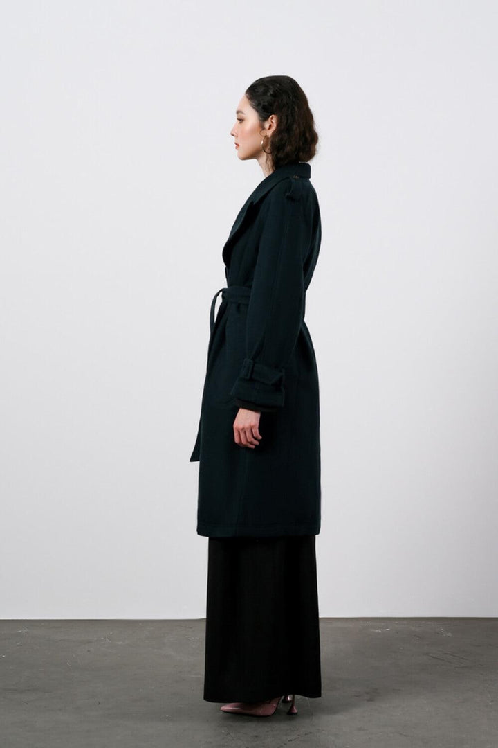 Gracie Straight Storm Flap Cotton Above The Knee Trench Coat MEAN BLVD