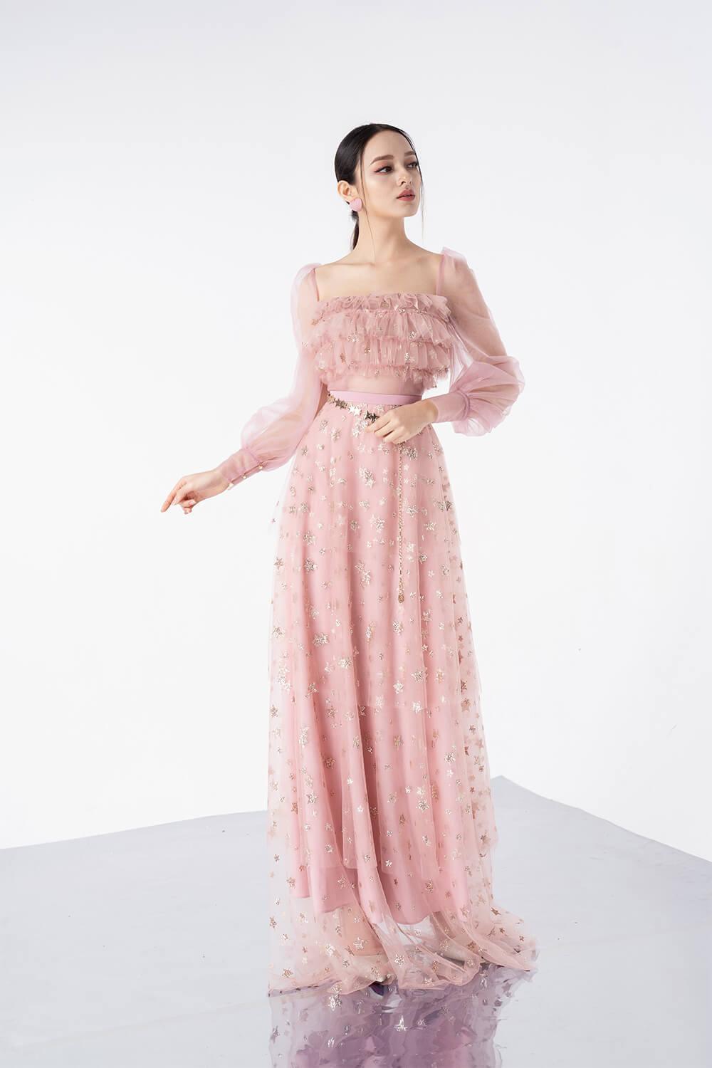 Women's Hannah Layered Square Neck Mesh Sheer Maxi Dress XS/S/M/L/XL Pink MEAN BLVD XL / Pink Women's Hannah Layered Square Neck Mesh Sheer Maxi Dress XS/S/M/L/XL Pink MEAN BLVD XL / Pink