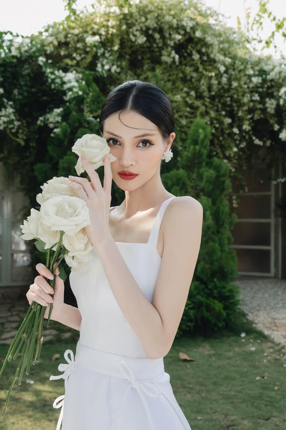 Women's Hariett A-line Strappy Taffeta Midi Dress S/M/L White MEAN BLVD Customize / White Women's Hariett A-line Strappy Taffeta Midi Dress S/M/L White MEAN BLVD Customize / White
