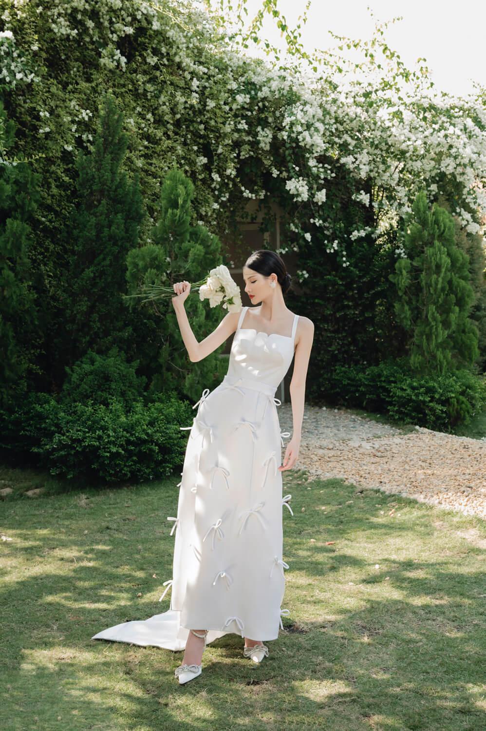 Hariett A-line Strappy Taffeta Midi Dress - MEAN BLVD