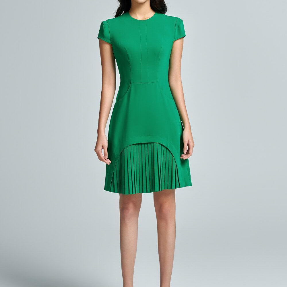 Helixia A-line Short Sleeved Crepe Mini Dress - MEAN BLVD