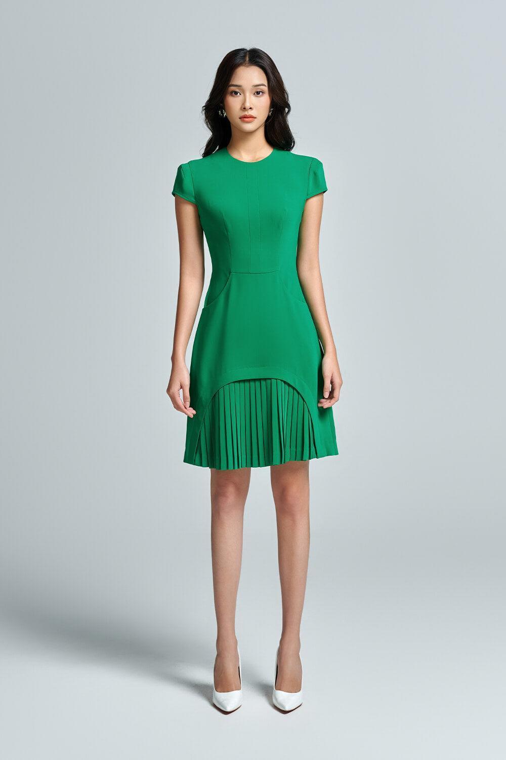 Helixia A-line Short Sleeved Crepe Mini Dress - MEAN BLVD