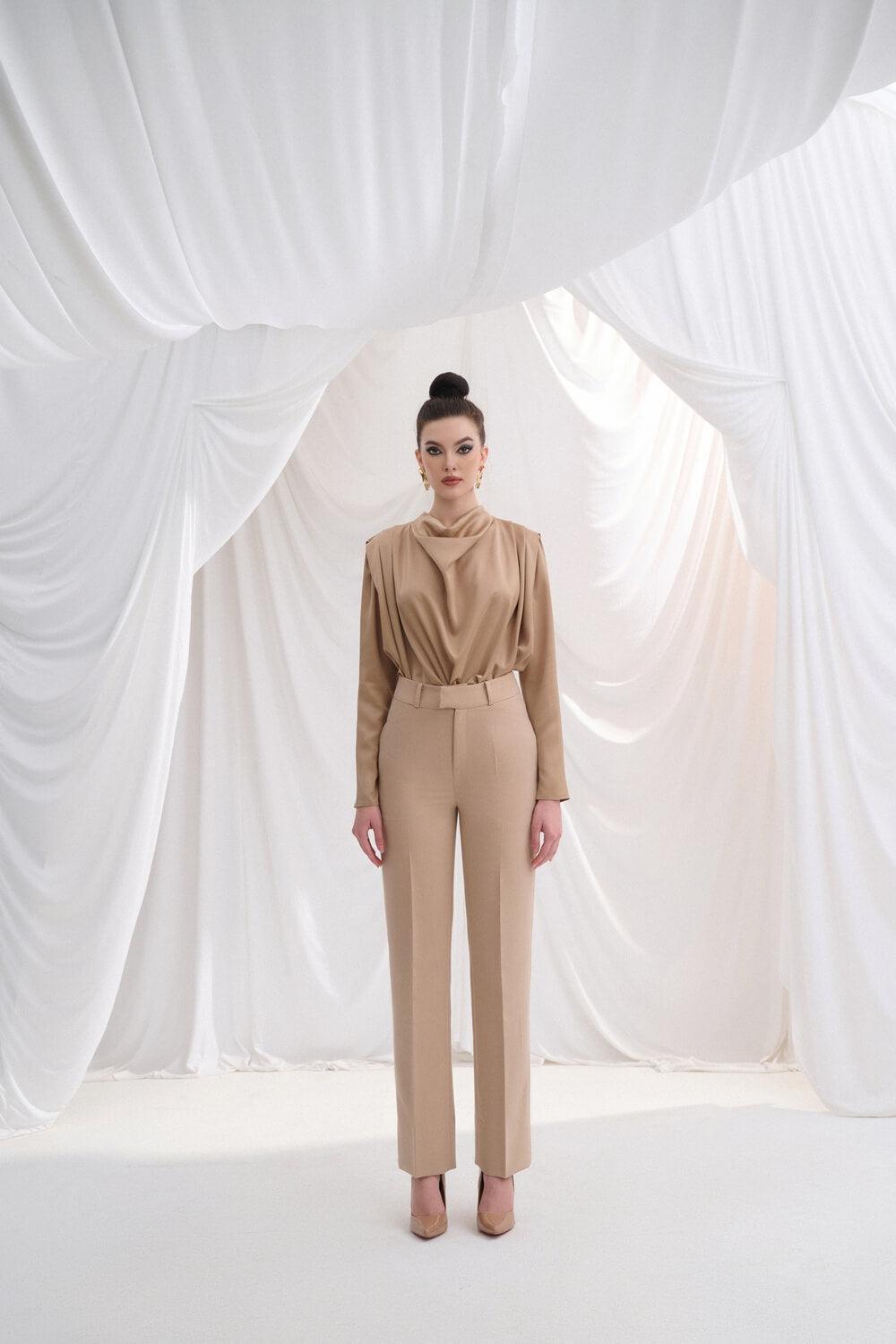 Hillary Straight Cowl Neck Silk Top MEAN BLVD