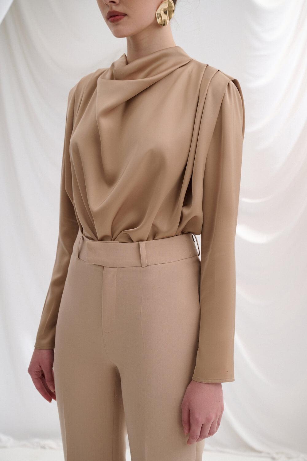 Hillary Straight Cowl Neck Silk Top MEAN BLVD