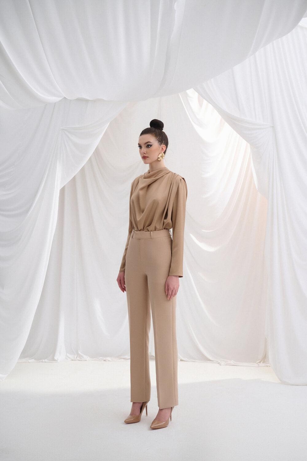 Hillary Straight Cowl Neck Silk Top MEAN BLVD