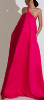 Hong Di Flared Side Pocket Duchess Satin Floor Length Dress MEAN BLVD