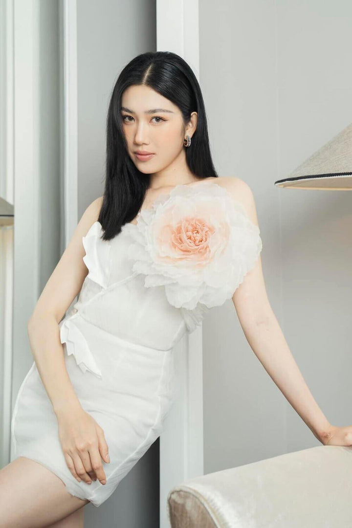 Ivan Strapless Floral Mesh Sheer Mini Dress - MEAN BLVD
