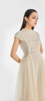 Jade A-line Round Neck Mesh Sheer Midi Dress - MEAN BLVD