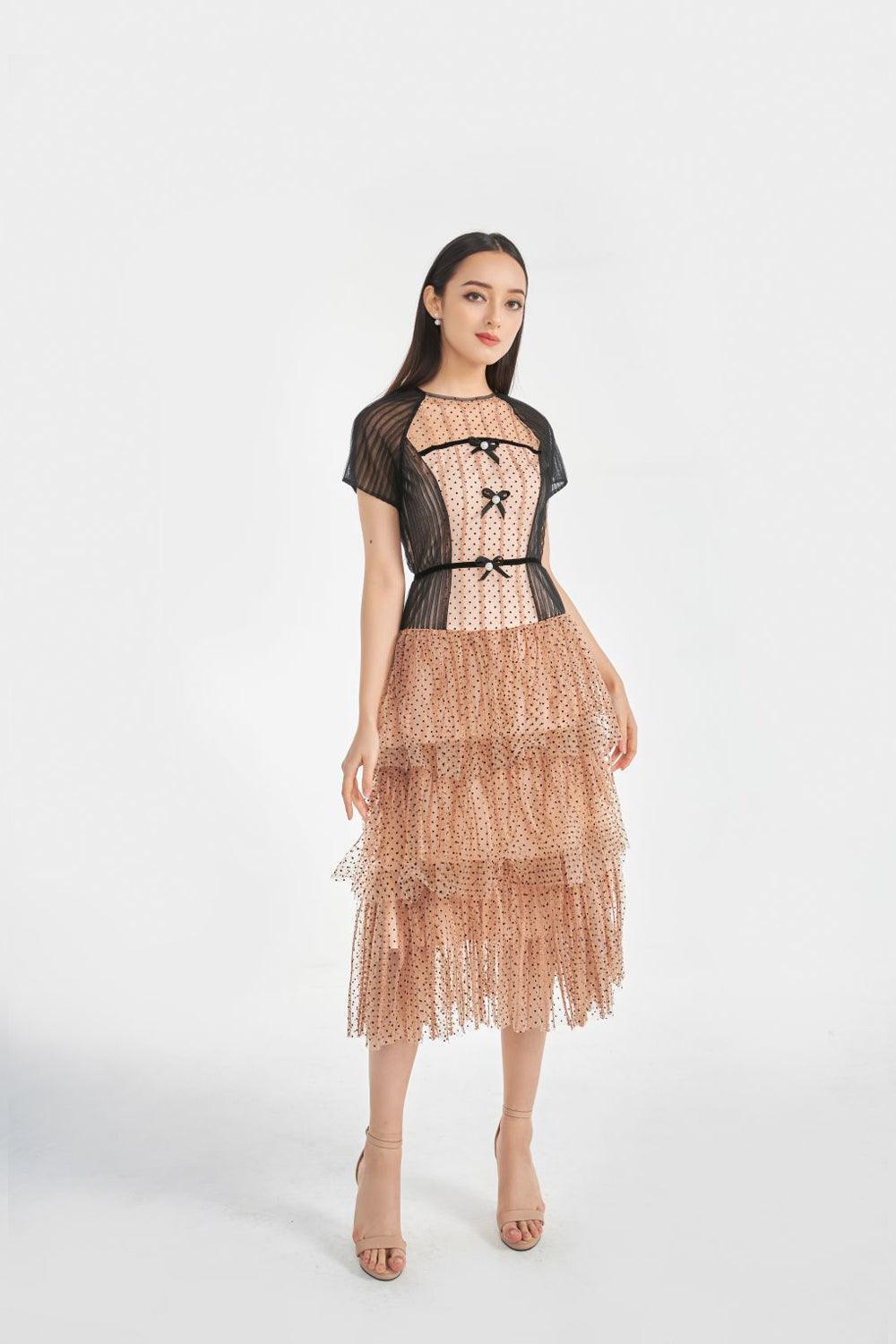 dress in layers meaning Women's Jena Layered Mesh Sheer Midi XS/S/M/L/XL Black Polka Dots MEAN BLVD AU Women's Bestsellers Color:Fuchsia and Silver Aueoeo Womens Boots Ankle,