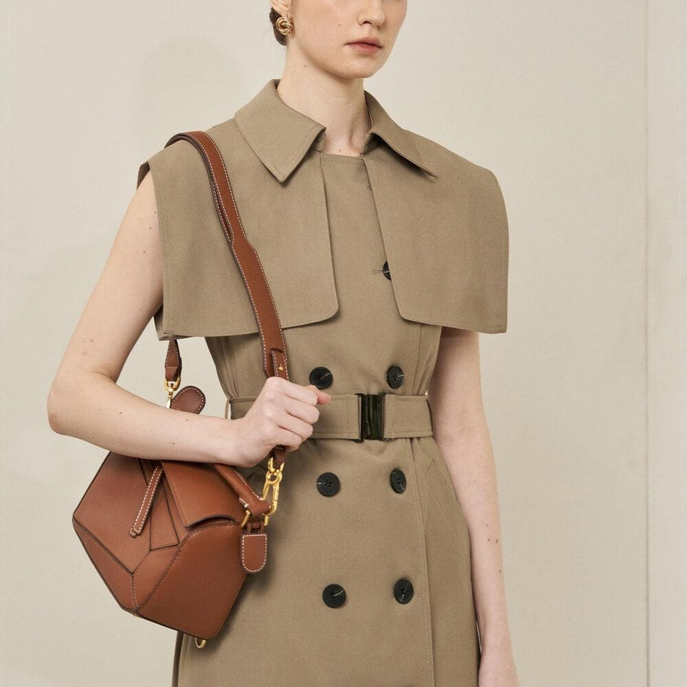 Jordan Straight Cape Shoulder Khaki Midi Dress - MEAN BLVD