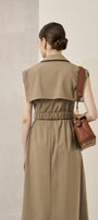 Jordan Straight Cape Shoulder Khaki Midi Dress - MEAN BLVD