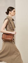 Jordan Straight Cape Shoulder Khaki Midi Dress - MEAN BLVD
