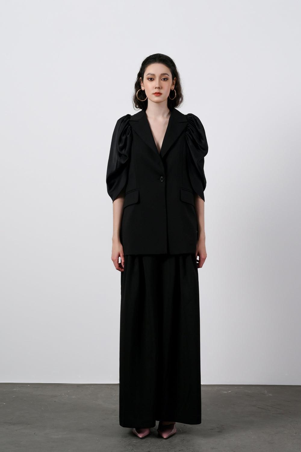 Julia Straight Puffy Sleeved Silk Blazer MEAN BLVD
