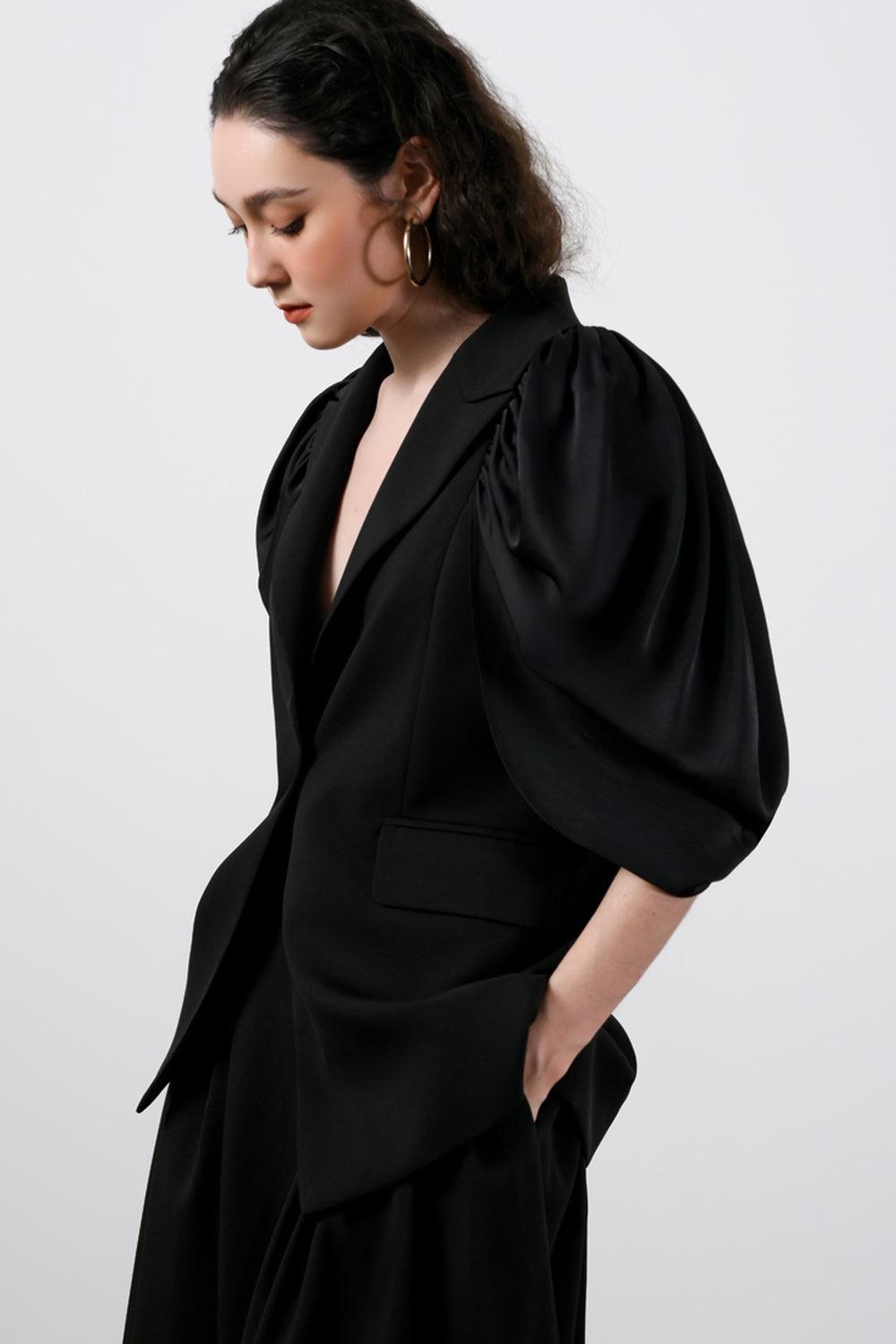 Julia Straight Puffy Sleeved Silk Blazer MEAN BLVD