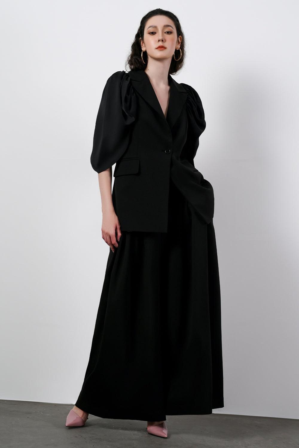 Julia Straight Puffy Sleeved Silk Blazer MEAN BLVD