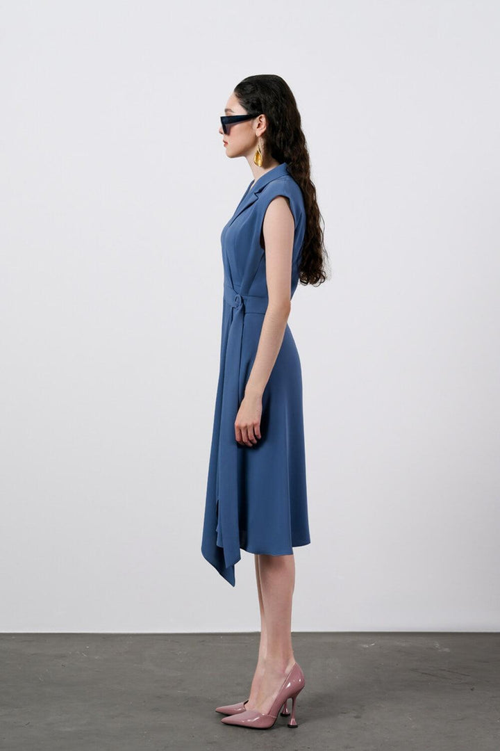 Juliana Crossover Asymmetric Polyester Midi Dress MEAN BLVD