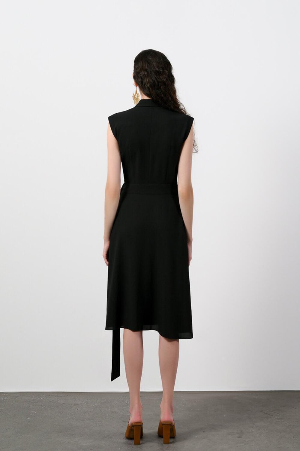 Juliana Crossover Asymmetric Polyester Midi Dress MEAN BLVD