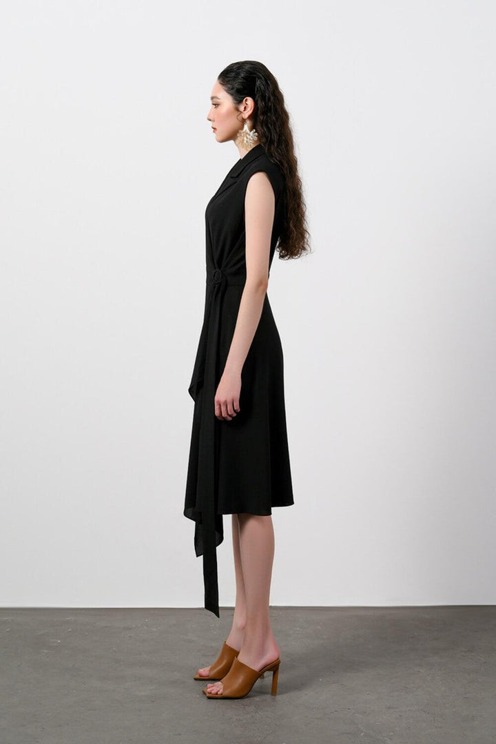 Juliana Crossover Asymmetric Polyester Midi Dress MEAN BLVD