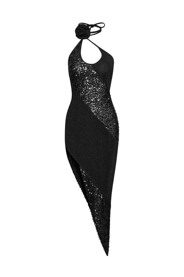 Kallie Bodycon Asymmetric Jersey Midi Dress - MEAN BLVD