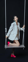 Kathy Sack Peak Lapel Cotton Blend Blazer MEAN BLVD