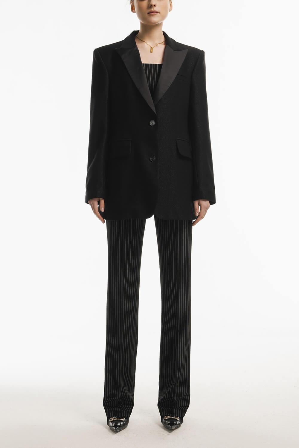 Kathy Sack Peak Lapel Cotton Blend Blazer MEAN BLVD
