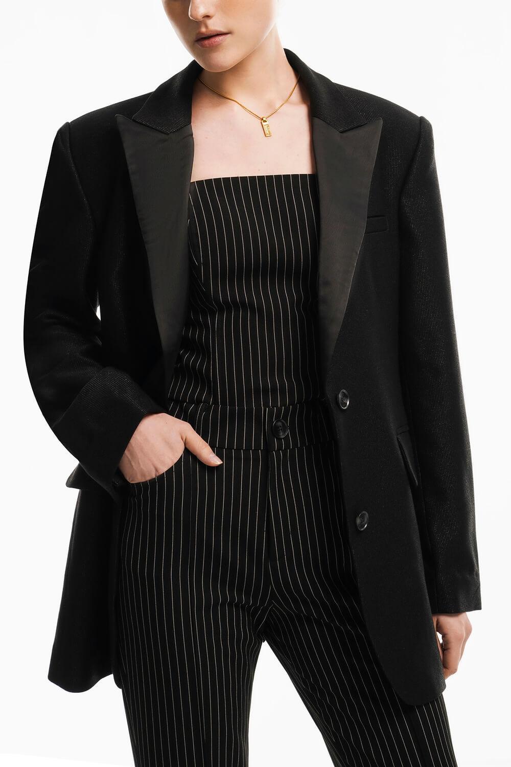 Kathy Sack Peak Lapel Cotton Blend Blazer MEAN BLVD