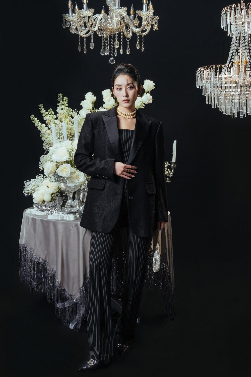 Kathy Sack Peak Lapel Cotton Blend Blazer MEAN BLVD