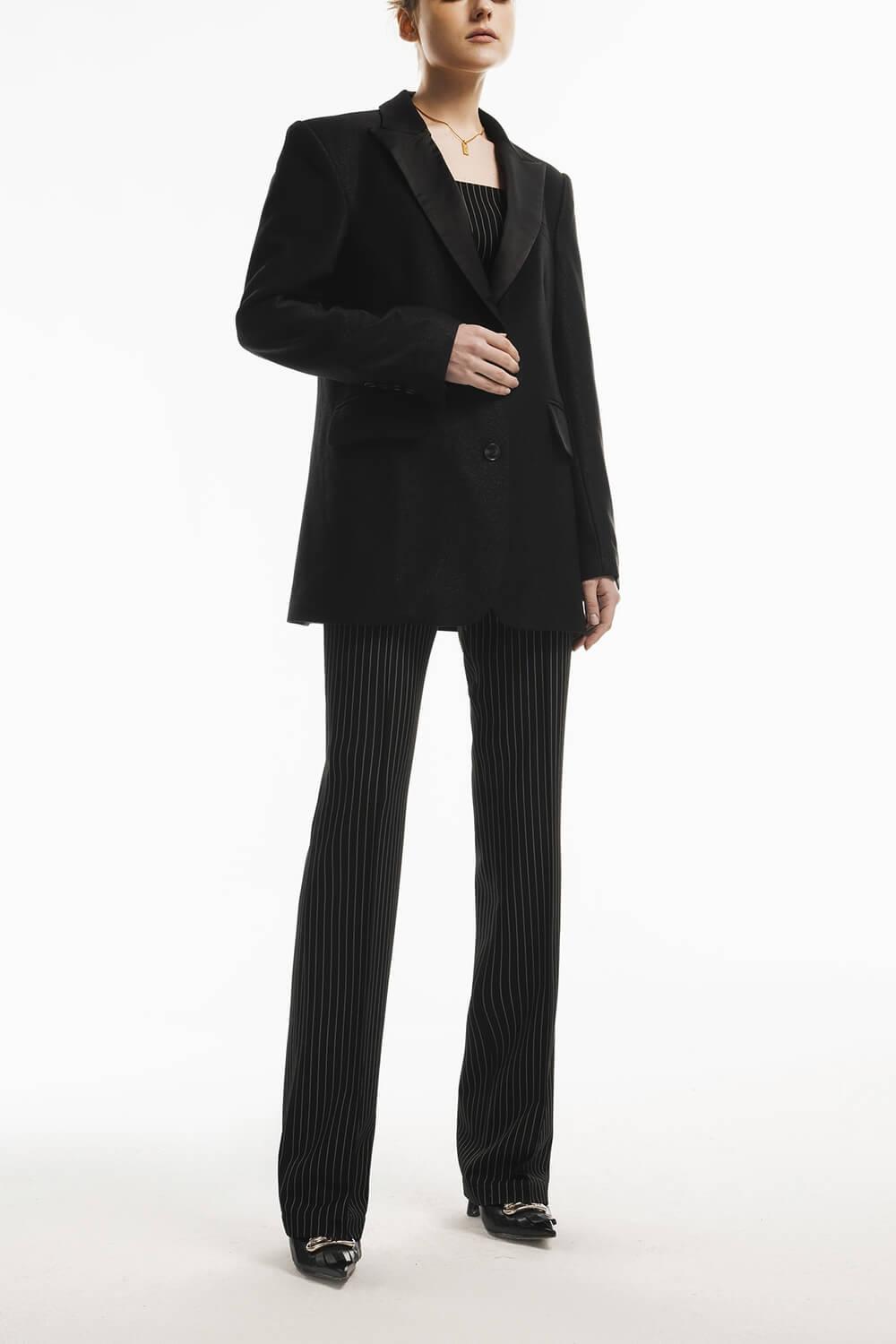 Kathy Sack Peak Lapel Cotton Blend Blazer MEAN BLVD