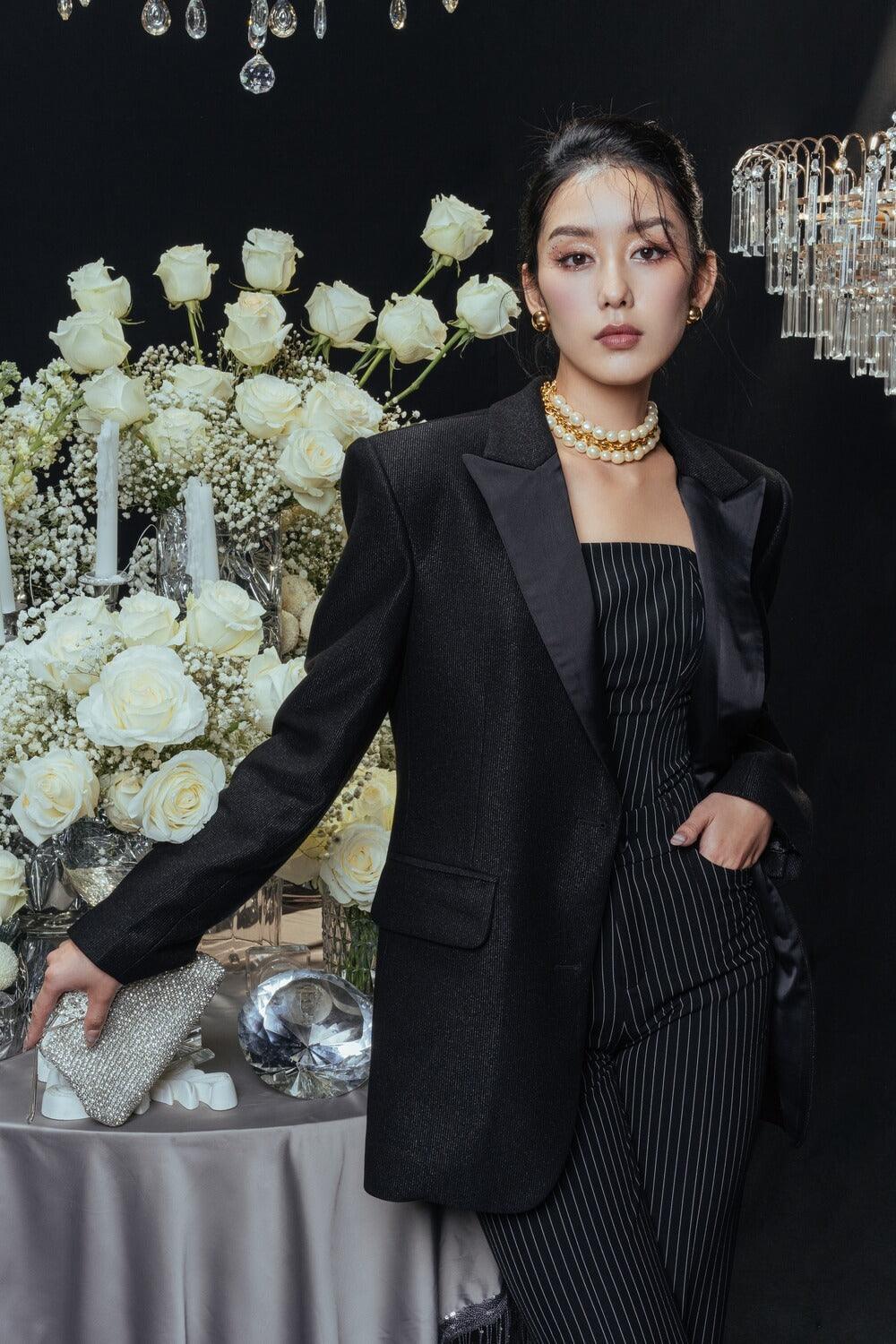 Kathy Sack Peak Lapel Cotton Blend Blazer MEAN BLVD