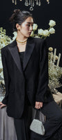 Kathy Sack Peak Lapel Cotton Blend Blazer MEAN BLVD