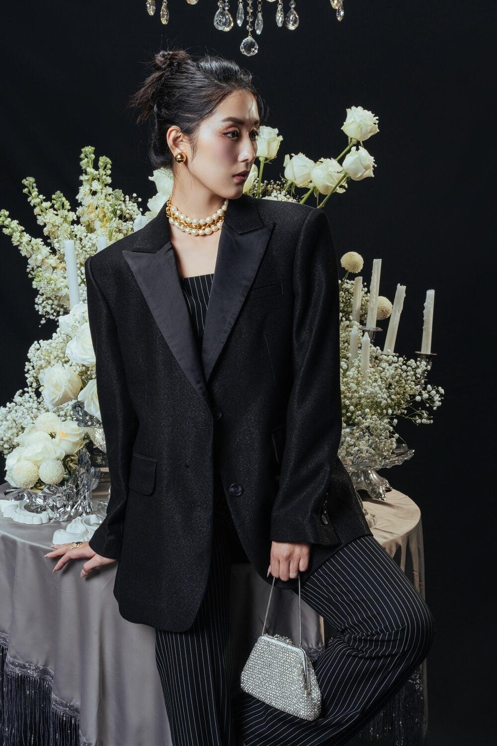 Kathy Sack Peak Lapel Cotton Blend Blazer MEAN BLVD