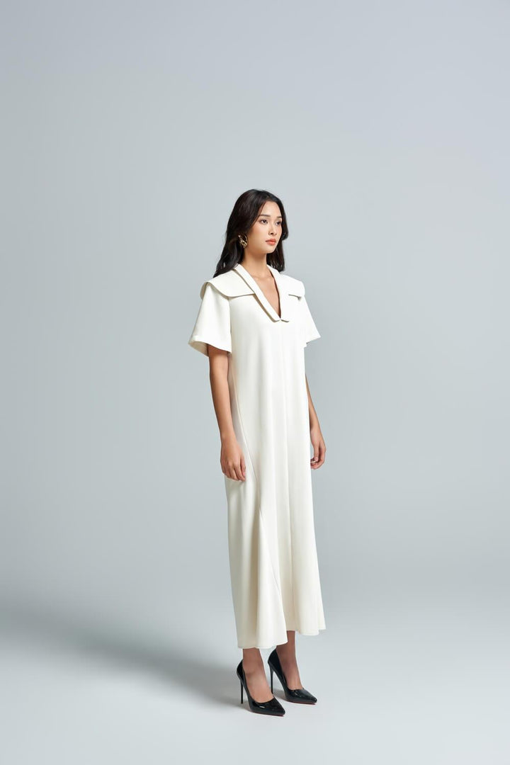 Katlisa Straight Short Sleeved Twill Midi Dress - MEAN BLVD