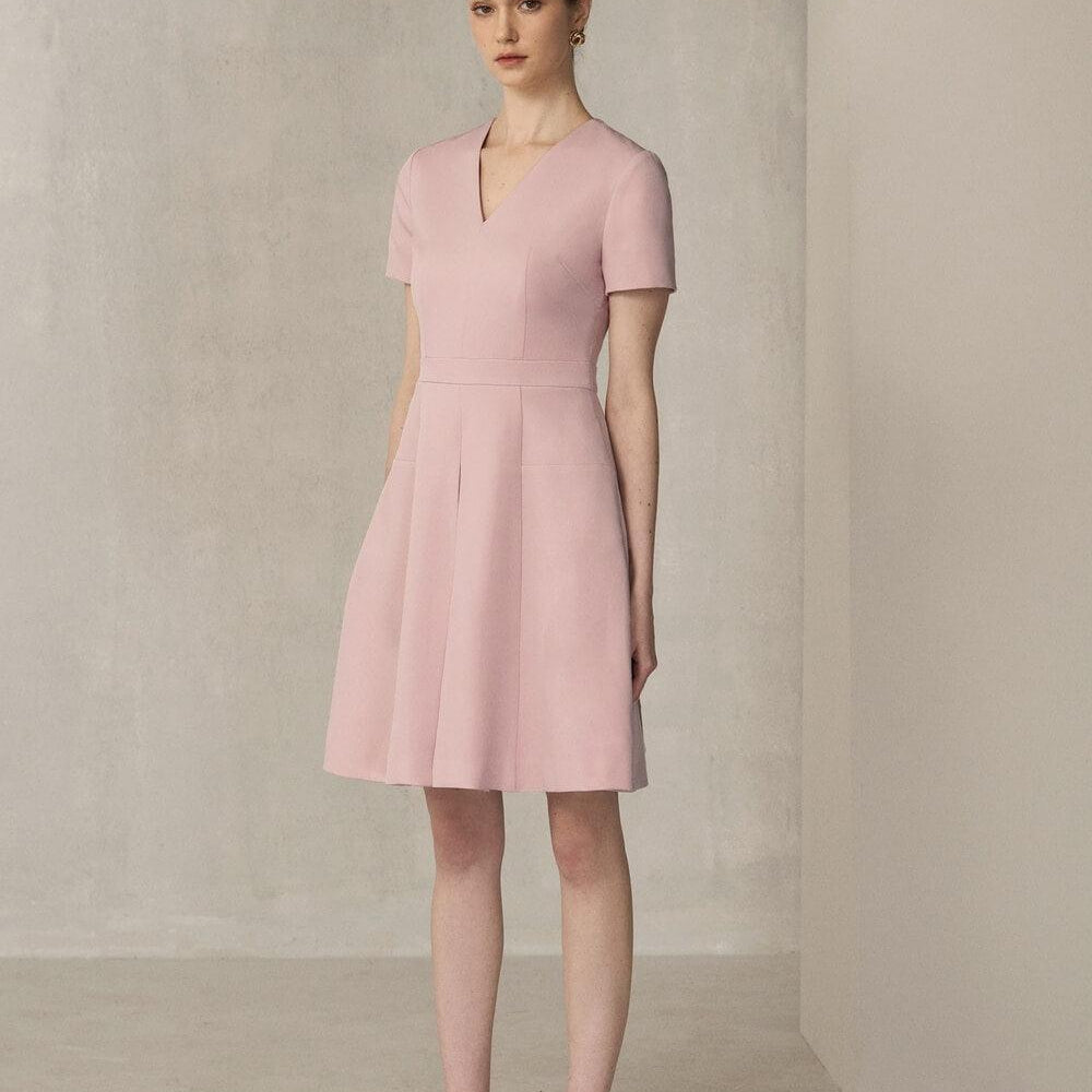 Kayleigh A-line V-Neck Polycotton Mini Dress - MEAN BLVD