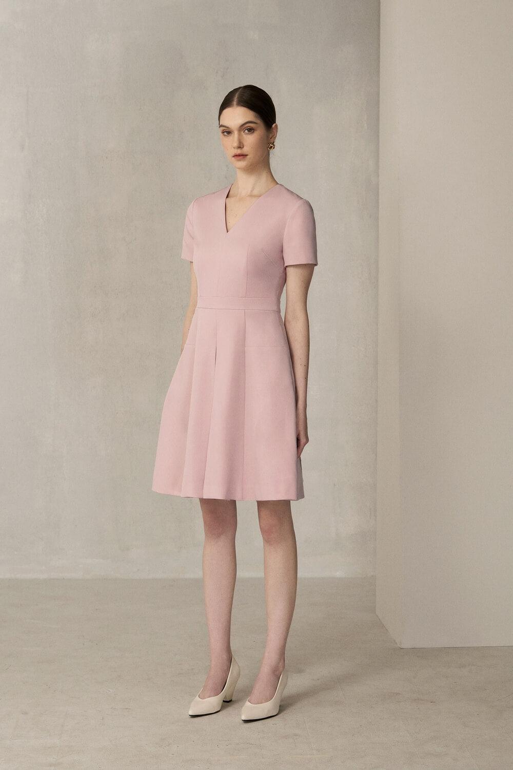 Kayleigh A-line V-Neck Polycotton Mini Dress - MEAN BLVD