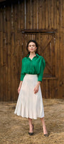Laelia A-line Pleated Twill Midi Skirt MEAN BLVD