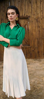 Laelia A-line Pleated Twill Midi Skirt MEAN BLVD