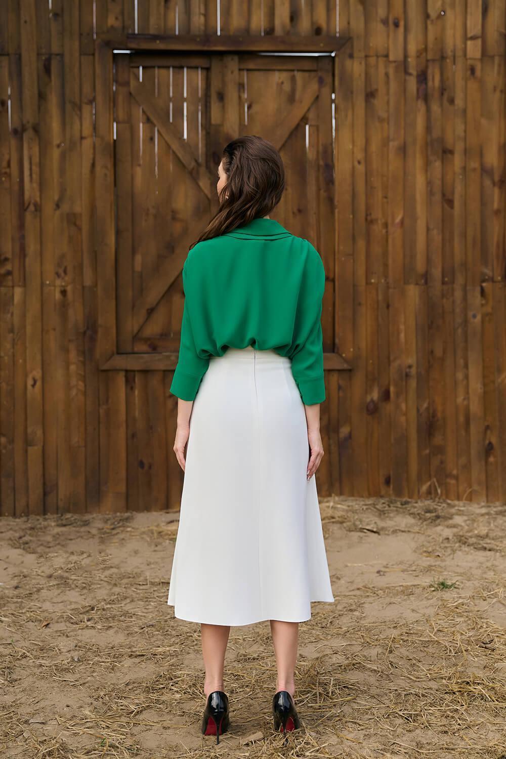Laelia A-line Pleated Twill Midi Skirt MEAN BLVD