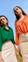 Laelia A-line Pleated Twill Midi Skirt MEAN BLVD