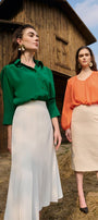 Laelia A-line Pleated Twill Midi Skirt MEAN BLVD