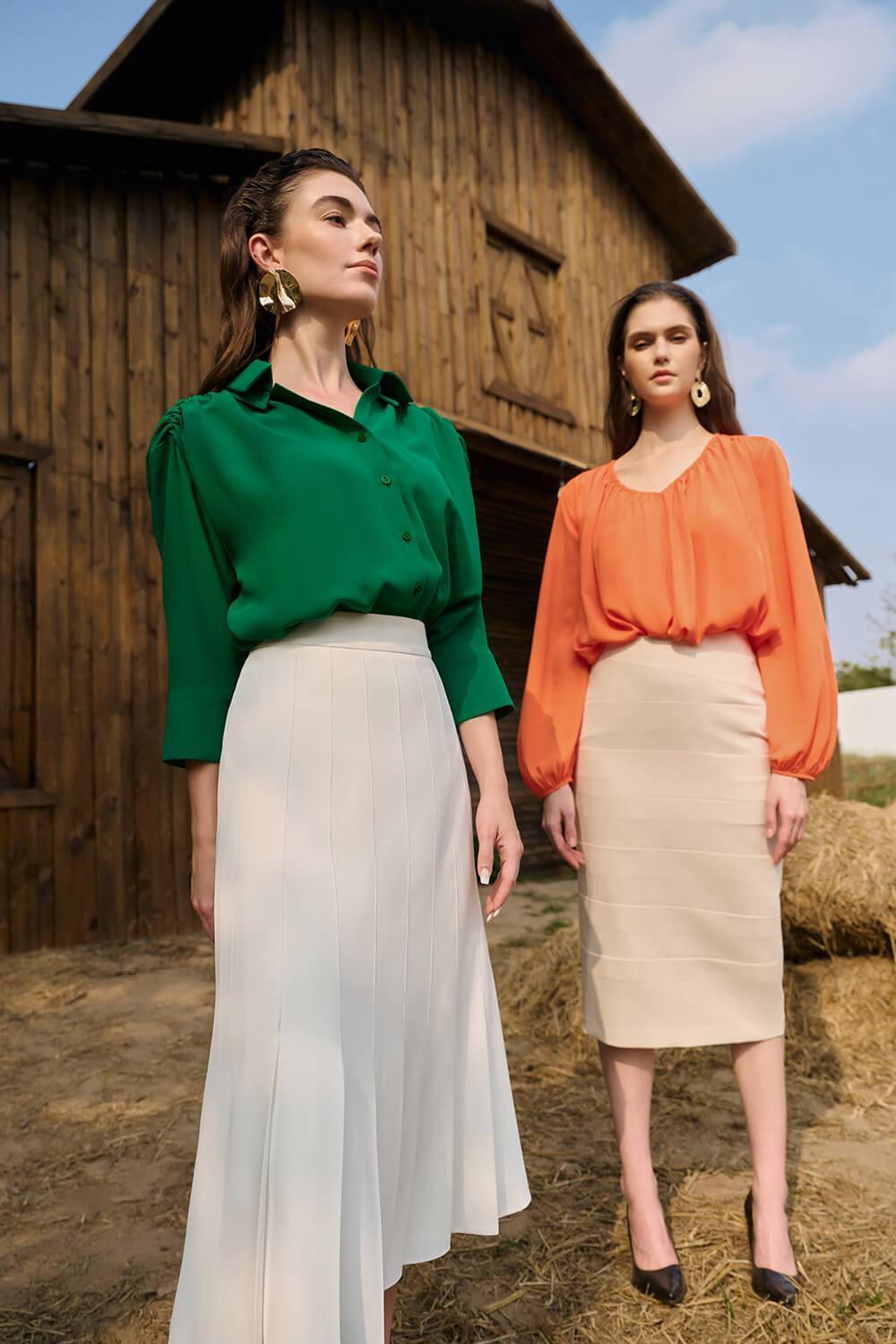 Laelia A-line Pleated Twill Midi Skirt MEAN BLVD