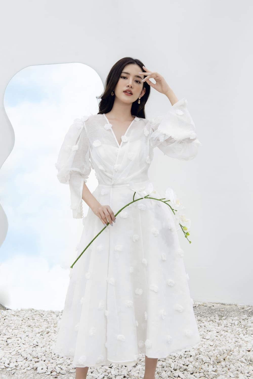 Women's Lawren A-Line V-Neck Linen Cotton Midi Dress S/M/L White Mean Blvd S / White