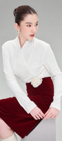 Lilah Pencil Plain Velvet Midi Skirt MEAN BLVD