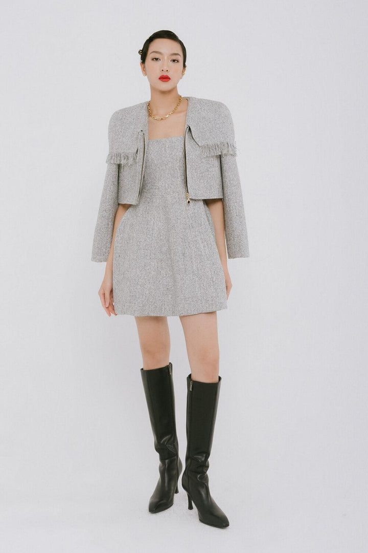 Logan A-line Strappy Tweed Mini Dress MEAN BLVD