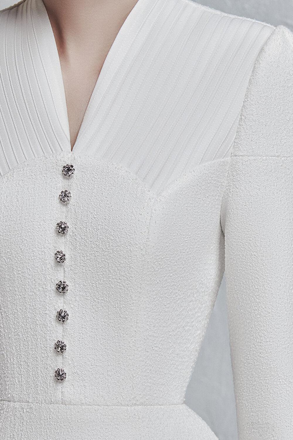 Lorette A-line Long Sleeved Tweed Mini Dress MEAN BLVD