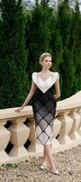 Lumia Pencil Open Shoulder Organza Midi Dress MEAN BLVD