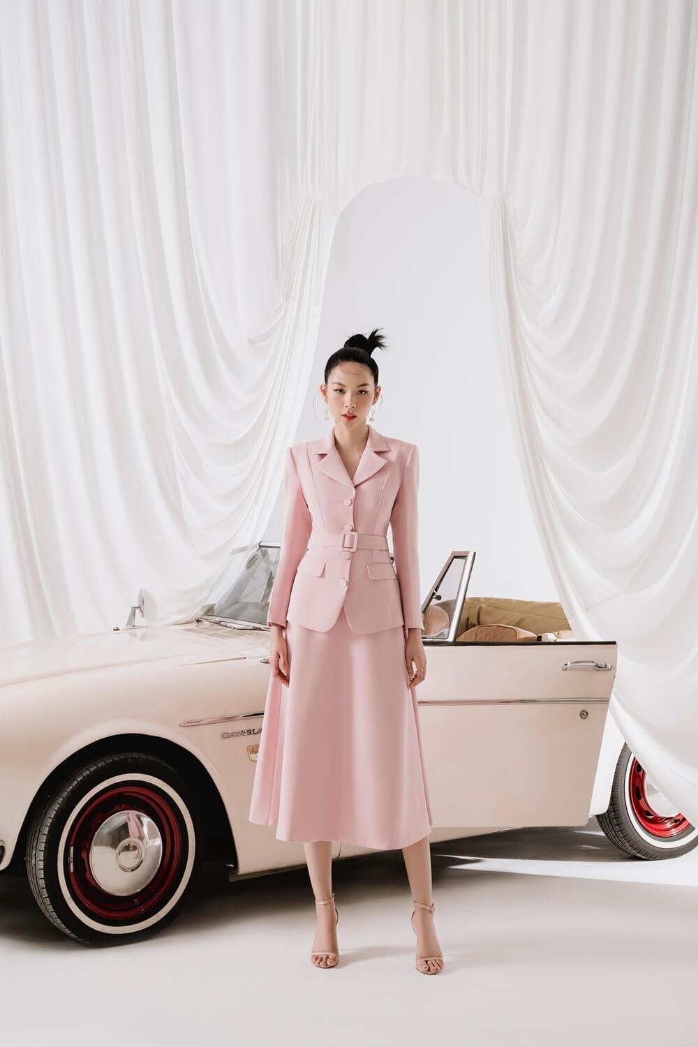 Lyon Fit and Flare Single Breasted Diamond Spandex Blazer MEAN BLVD