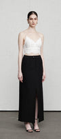 Madison Straight Slit Hem Polyester Maxi Skirt MEAN BLVD