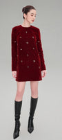 Malia Straight Round Neck Velvet Mini Dress - MEAN BLVD