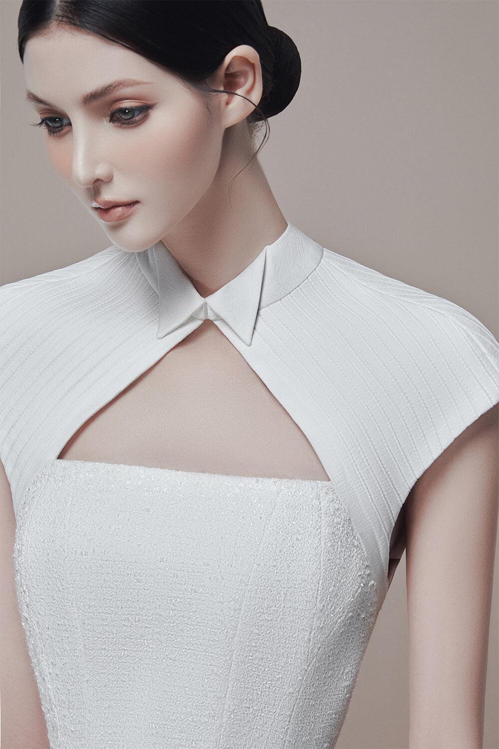 Marquesa A-line Short Sleeved Tweed Midi Dress MEAN BLVD