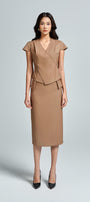 Melody Pencil Back Slit Twill Midi Skirt - MEAN BLVD